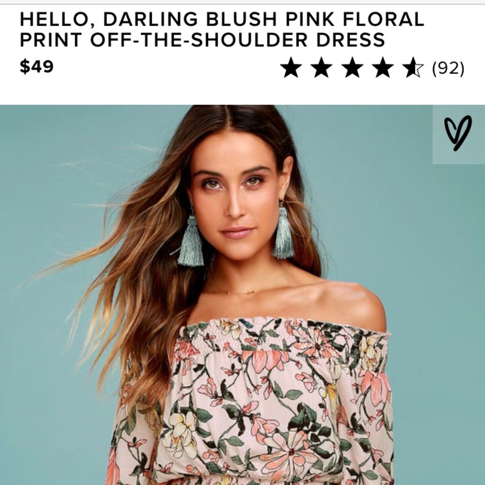 Hello Darling Blush Pink Off Shoulder Floral Dress